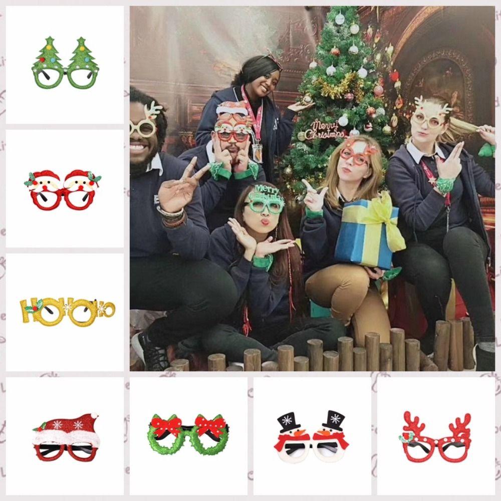 Kính Mắt Nhựa Hình Ông Già Noel / Người Tuyết / Cây Thông Giáng Sinh Nhiều Màu Sắc Có Thể Gập Lại Trang Trí Lễ Hội Năm Mới