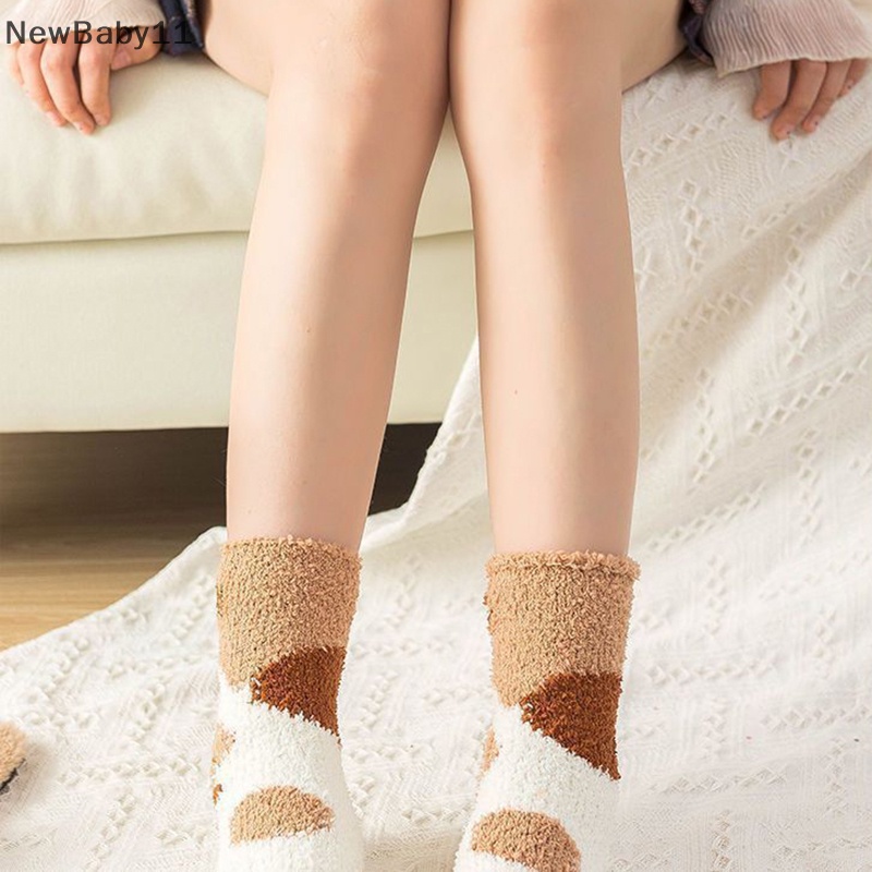 Vớ Lông Cừu Dày Ấm Áp In Hình Dấu Chân Chó Mèo 3d Dễ Thương Cho Nữ