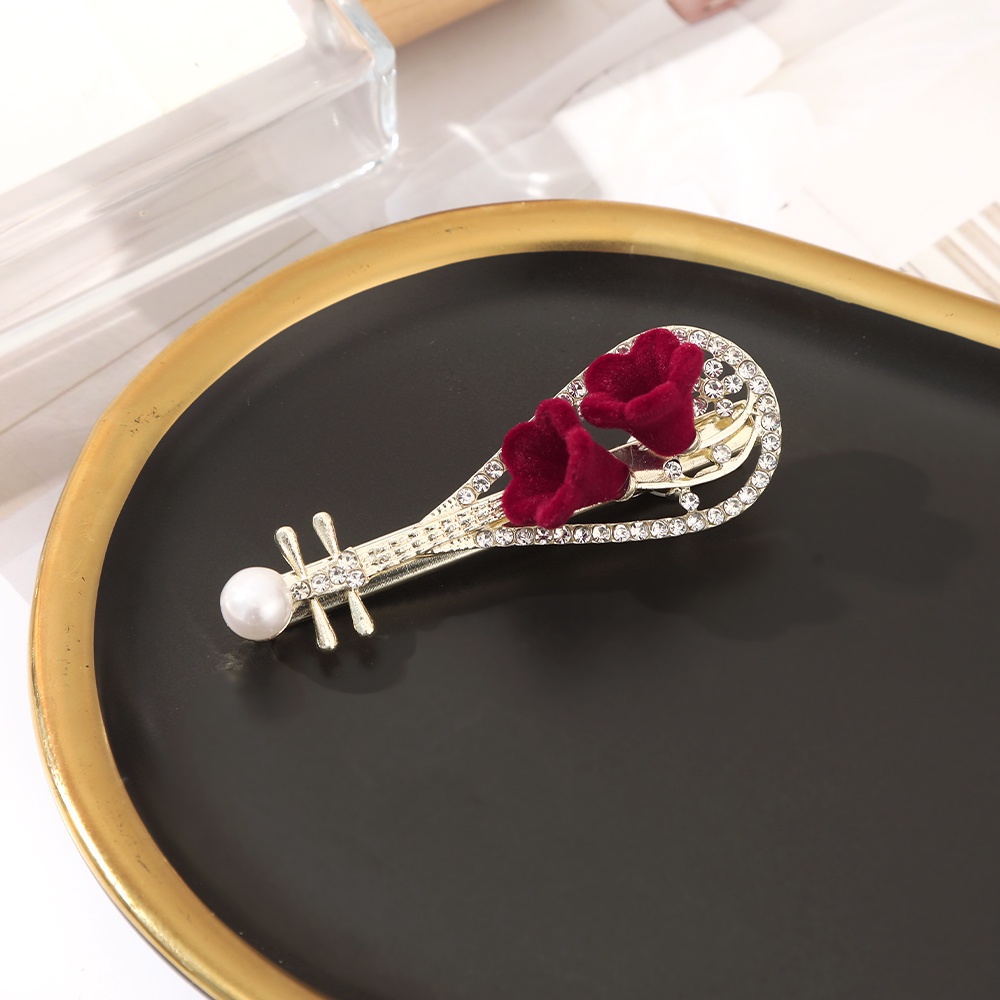 Kẹp TóC HìNh Hoa HồNg ĐíNh Kim Cương Giả ThờI Trang Cho Nữ CHLINS