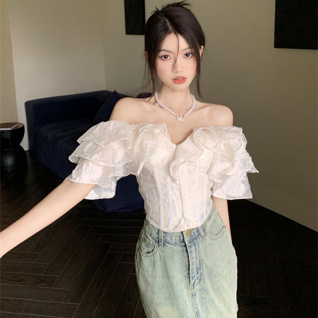 Áo kiểu bèo tầng tay ngắn DaaLaa Store, phong cách tiểu thư xinh xắn A5802