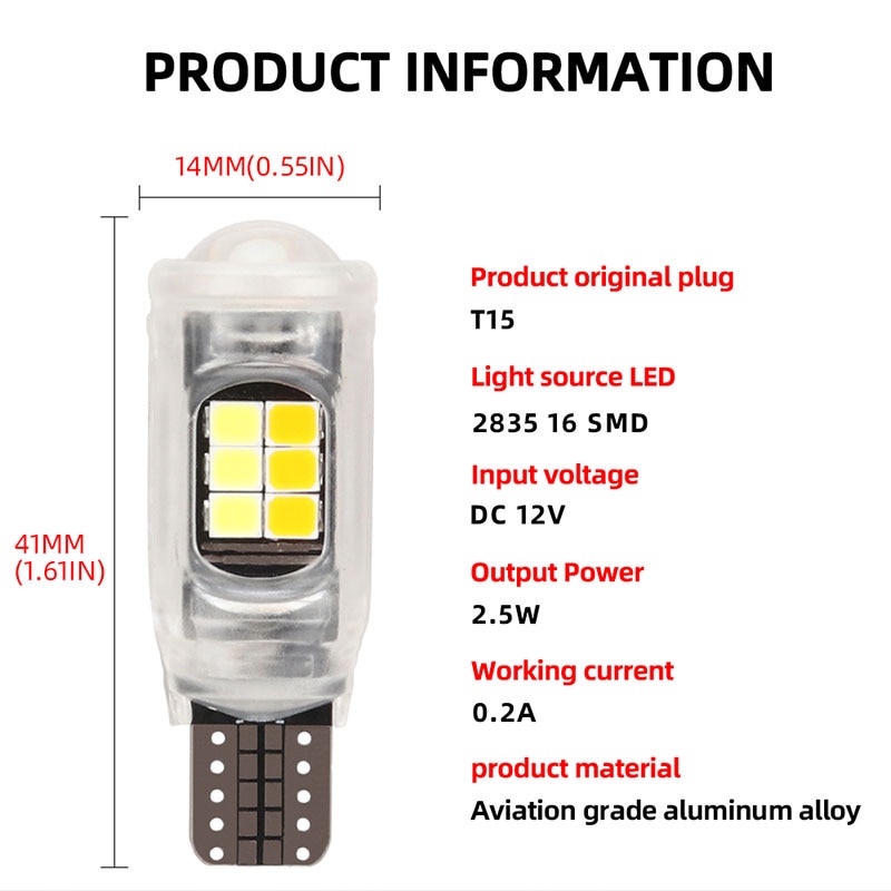 Set 2 Đèn led t15 w16w Hai Màu Siêu Sáng Gắn Đuôi Xe Mô Tô / Xe Hơi - YKD