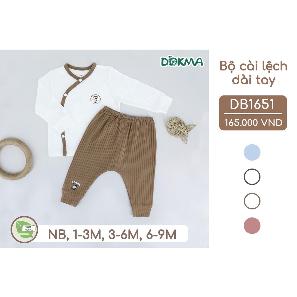 Dokma bộ sơ sinh cài lệch dài tay DB1651 mẹ sam