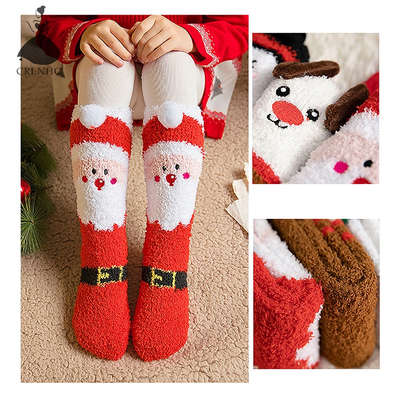 Crlnhc Vớ Lông Cừu San Hô Giữ Ấm Mùa Đông Hình Tuần Lộc Hoạt Hình Dễ Thương vn