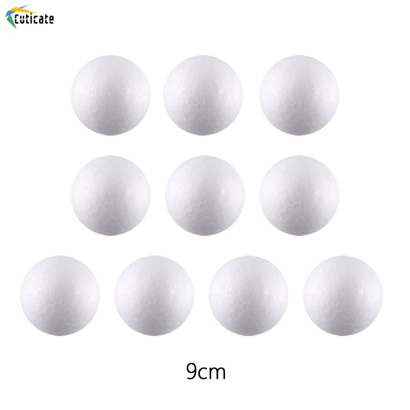 10 Bóng xốp tròn CUTICATE 7-10cm màu trắng trang trí nghệ thuật DIY