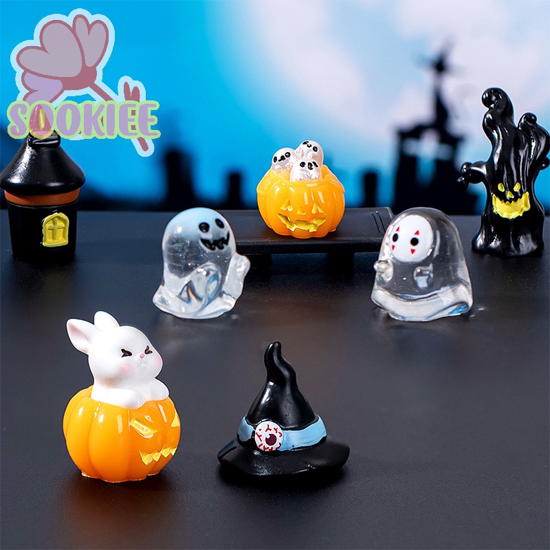 Tượng mini Bằng Nhựa resin Thủ Công Trang Trí Vườn Thần Tiên Bí Ngô Ma Quỷ Dơi Ma Bí Ngô Dễ Thương Trang Trí Tiểu Cảnh halloween