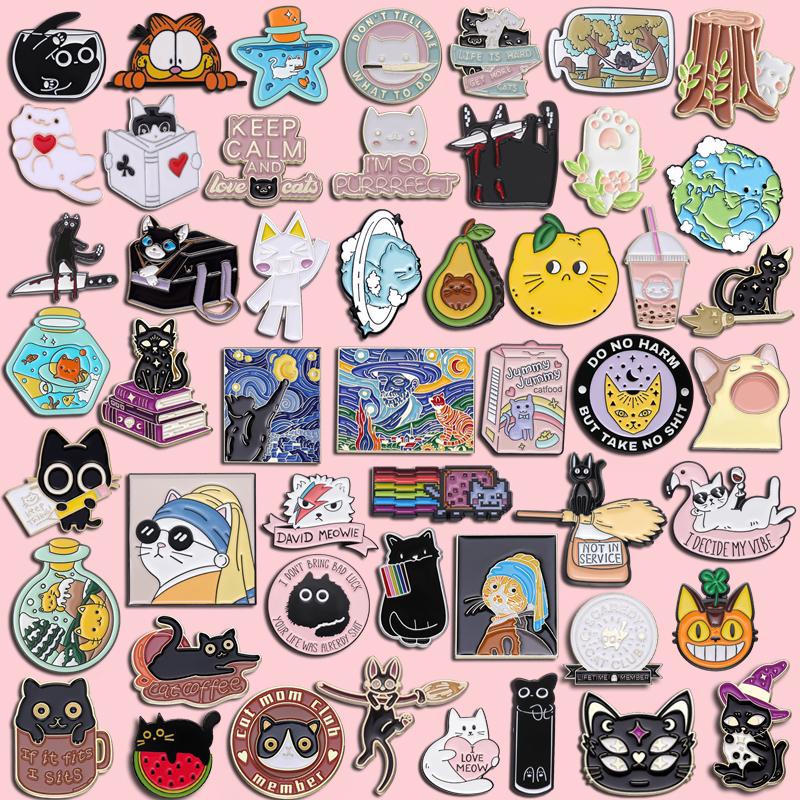 Huy Hiệu Cài Áo Hình Mèo / Hành Tinh / Mặt Trăng / Hành Tinh Dễ Thương 50 Kiểu Tùy Chỉnh Làm Quà Tặng / Túi Xách / Áo Sơ Mi