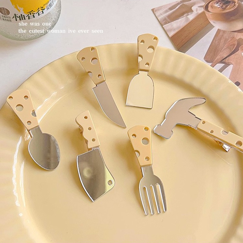 Mới Kẹp Tóc Hình Phô Mai / Dao / Nĩa Ngộ Nghĩnh Cho Bé Gái