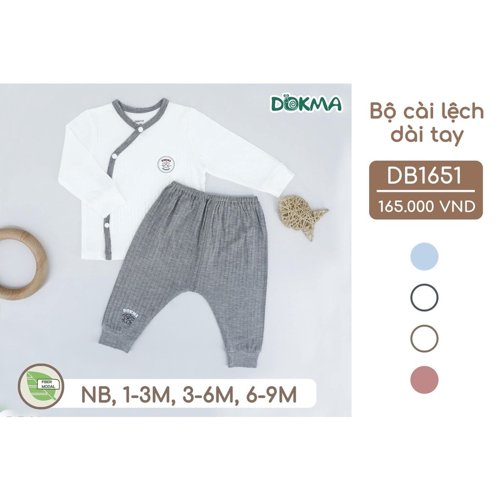 Dokma bộ sơ sinh cài lệch dài tay DB1651 mẹ sam