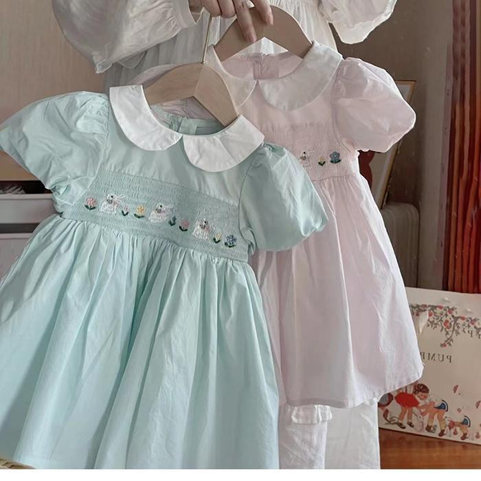 Đầm Sơ Mi Cổ Búp Bê Thêu Họa Tiết Dễ Thương Thời Trang Mùa Hè 2023 Cho Bé Gái