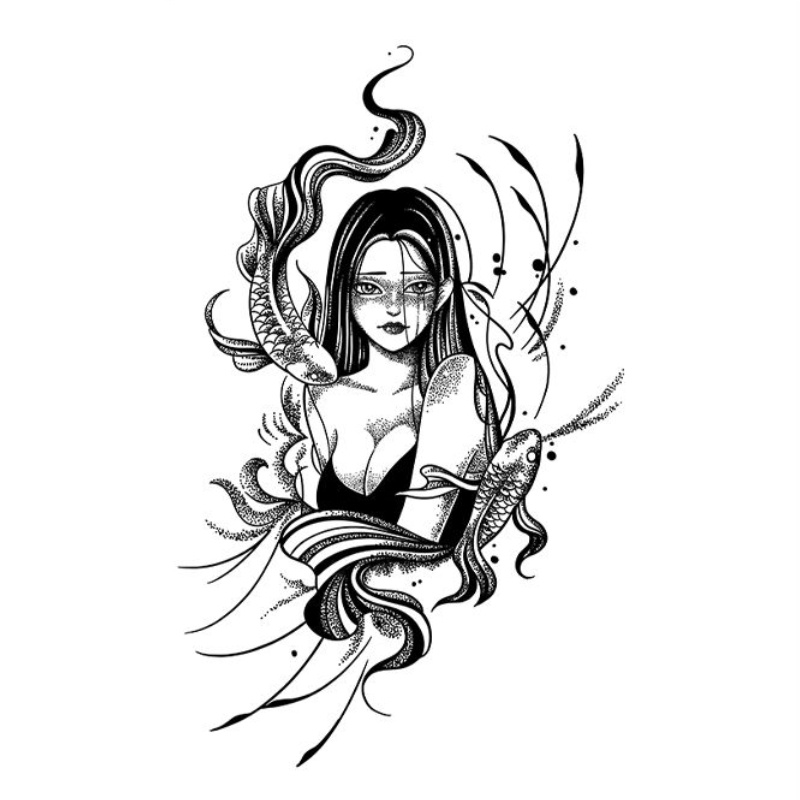 Hình Xăm Giả Bằng Sứ Chống Thấm Nước Bền Màu Suốt 15 Ngày Hình Cô Gái Trong Đêm