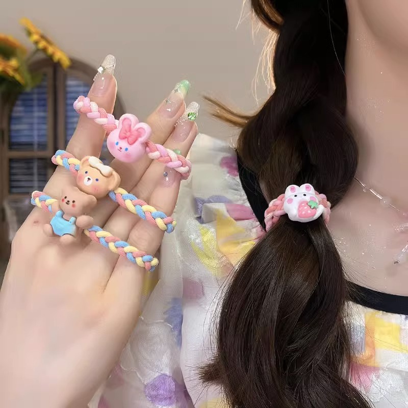 Dây Buộc Tóc Đuôi Ngựa Co Giãn Cao Liền Mạch Hình Gấu Nhỏ Dễ Thương Cơ Bản Cho Nữ Giá Đỡ