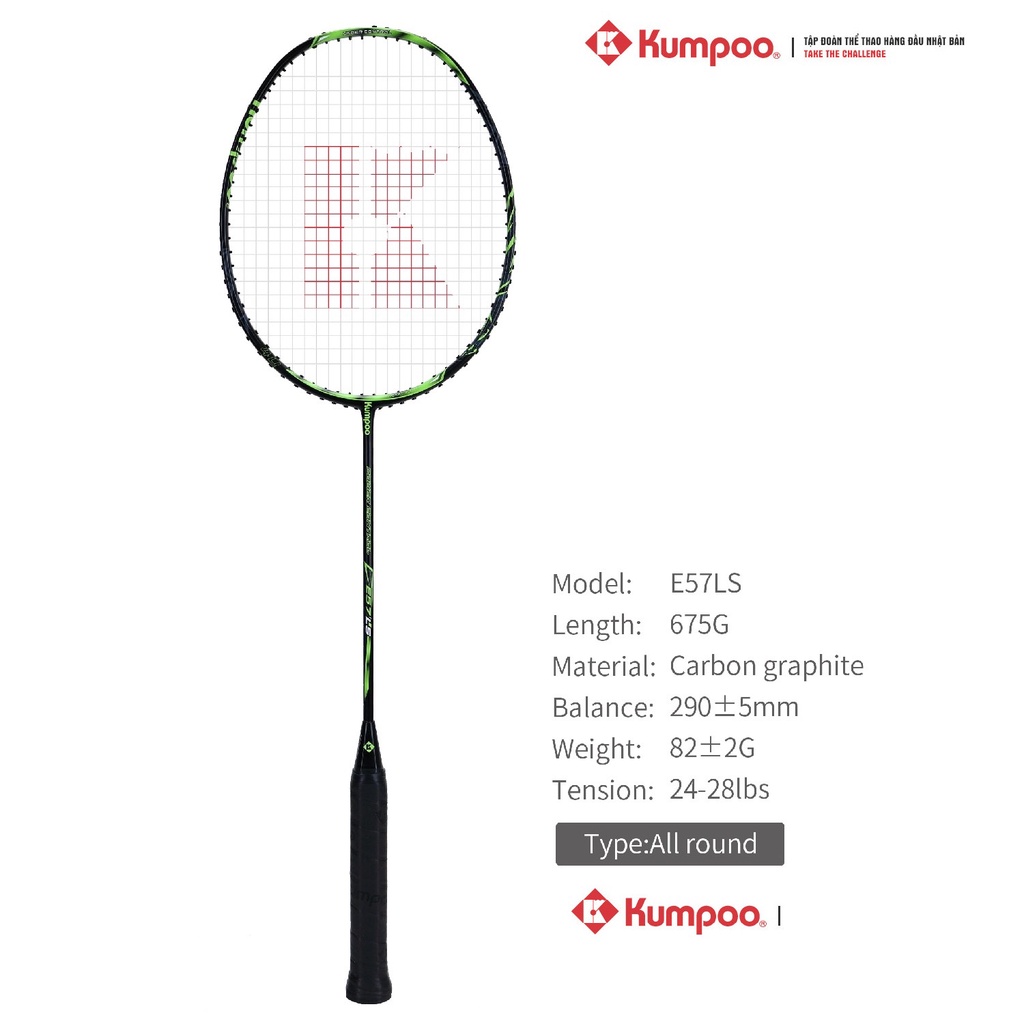 Vợt Cầu Lông Kumpoo Power E57LS Chính hãng, Tặng dây căng vợt  bảo hành 6 tháng