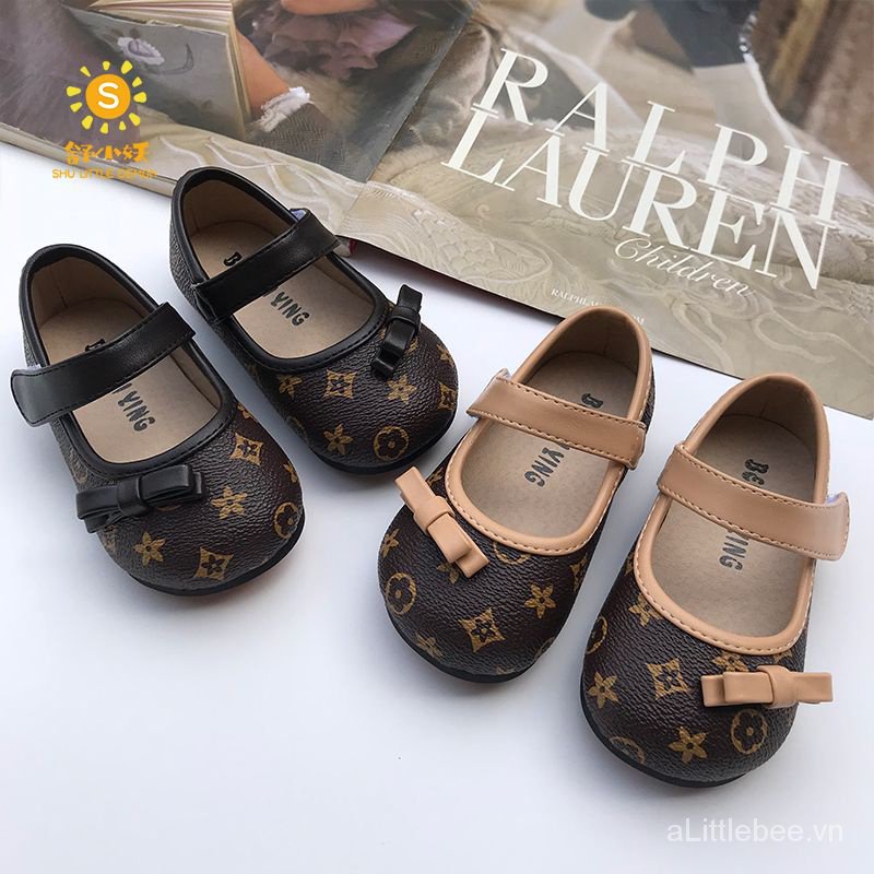 Giày Búp Bê Da Đế Mềm Đính Nơ Phong Cách Hàn Quốc Cho Bé Gái