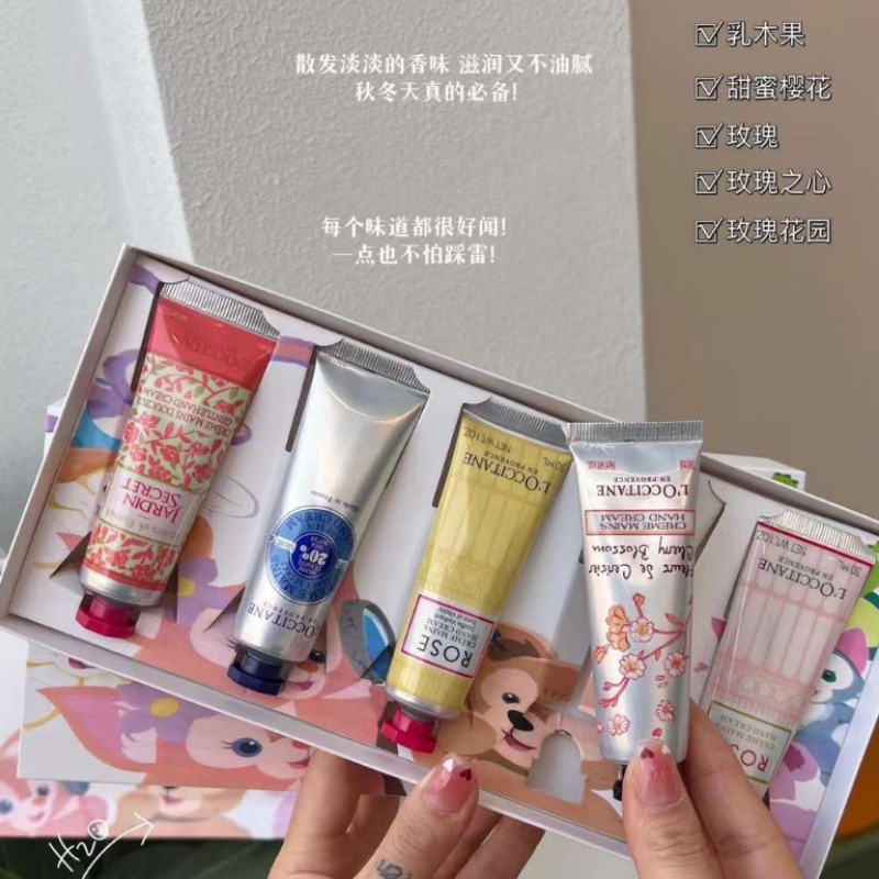 France L 'Occitane disney Hộp Quà Tặng 5 Gói Kem Dưỡng Da Tay Phiên Bản Giới Hạn 30ml * 5 Gói Hoa Anh Đào / Hoa Hồng