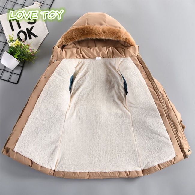 Áo Khoác Phao Dày Dặn Màu Trơn Chống Gió Giữ Ấm Mùa Đông Cho Bé Gái 4-13 Tuổi