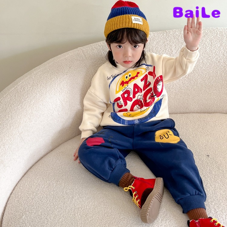 Set Đồ Thể Thao Hai Món Gồm Áo Khoác Dày Phong Cách Đường Phố Mới Mùa Thu Đông Cho Bé Trai Và Bé Gái