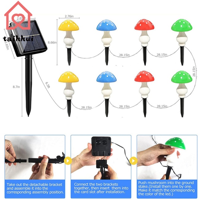 Dây Đèn led Hình Nấm Trang Trí Sân Vườn Sử Dụng Năng Lượng Mặt Trời