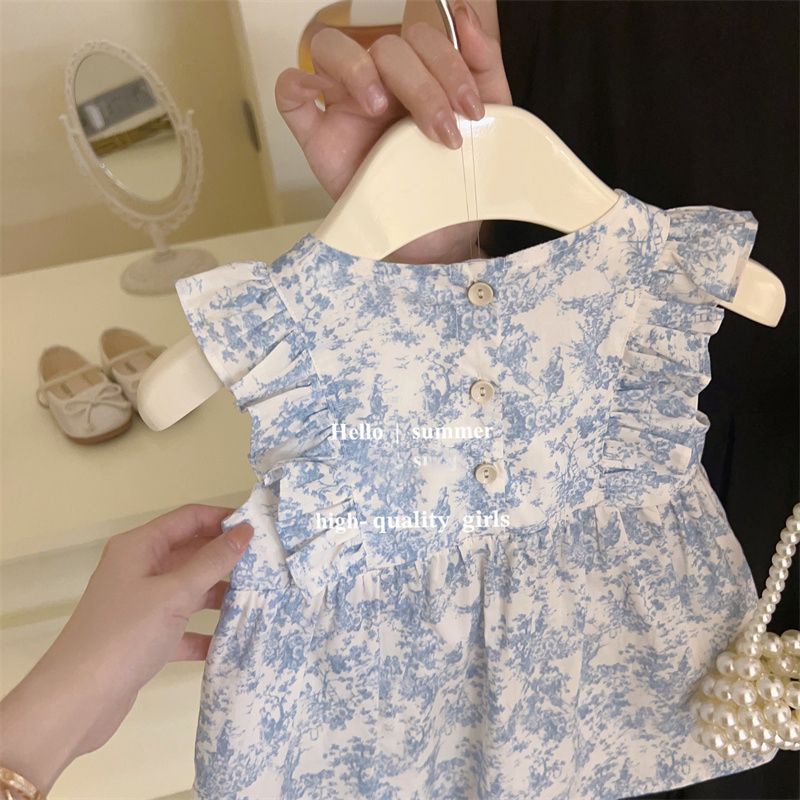 Đầm Công Chúa Đính Nơ In Hoa Thời Trang Mùa Hè Cho Bé Gái
