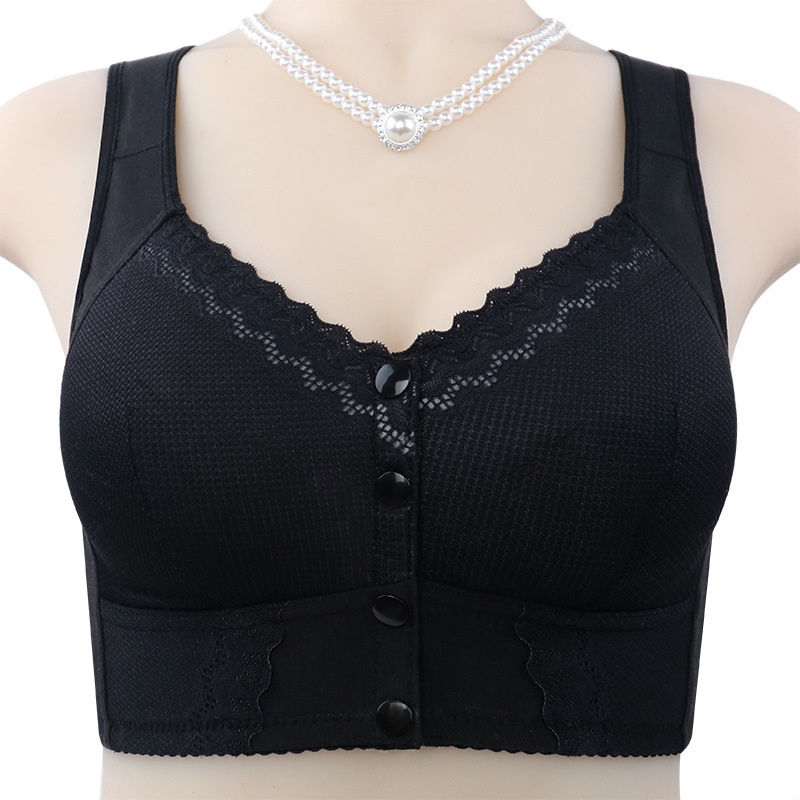 Áo Ngực cotton Mềm Mỏng Cài Khóa Trước Phối Ren Có Gọng Thép Kích Thước 36-58 Thời Trang Cho Nữ