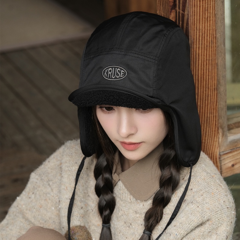 Mũ cotton Giữ Ấm Bảo Vệ Tai Cột Dây Phong Cách retro Cho Cặp Đôi