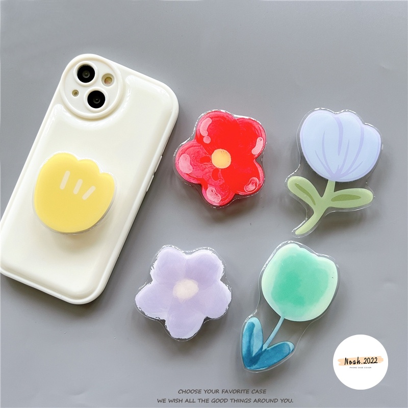 Giá Đỡ Điện Thoại Co Giãn Hình Hoa tulip / Bướm / Ngôi Sao May Mắn Thông Dụng Có Thể Gập Lại