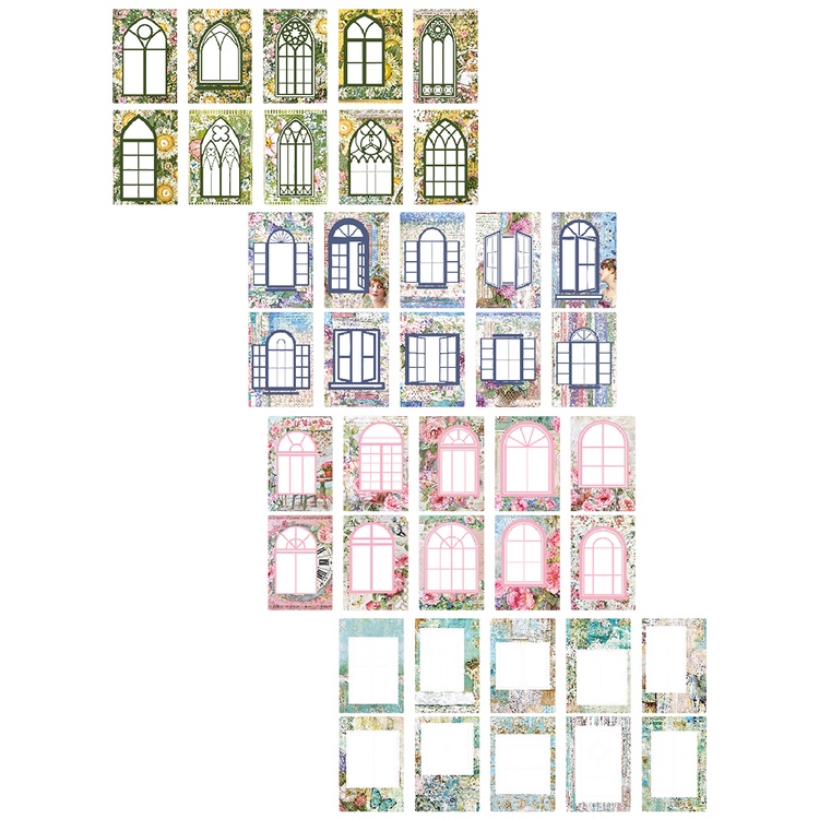 Set 40 Nhãn Dán pet Trong Suốt 4 Phong Cách vintage Trang Trí Sổ Tay diy