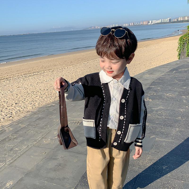 Áo Khoác cardigan Dệt Kim Mỏng Phong Cách Hàn Quốc Thời Trang Mùa Thu Cho Bé Trai