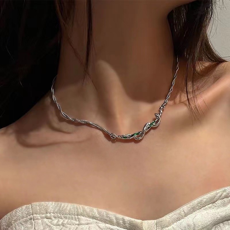 Vòng cổ Hợp Kim Hình Rắn Đính Đá Thời Trang Cho Nữ