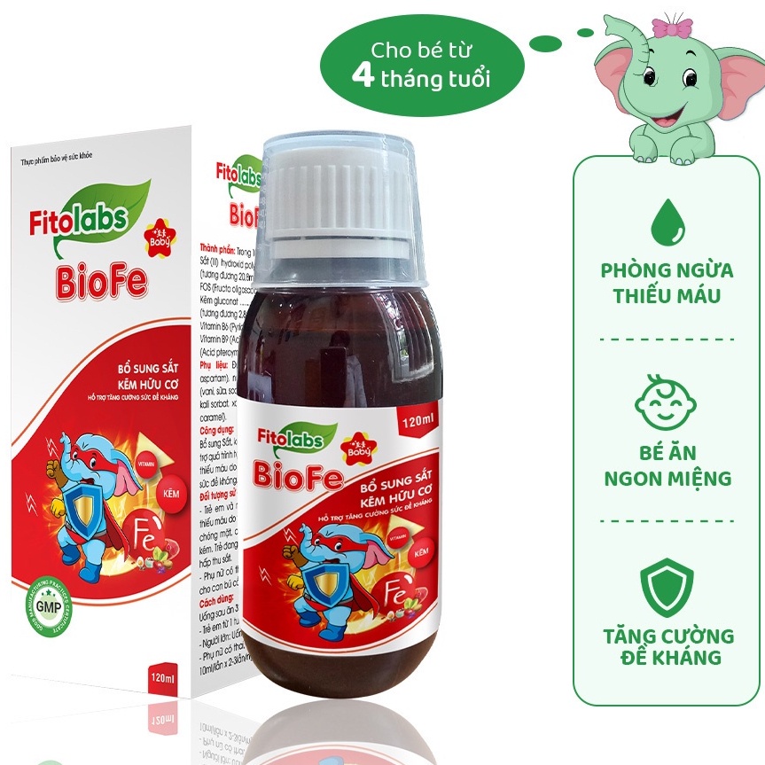 Thực Phẩm Bổ Sung Sắt Và Kẽm Hữu Cơ Cho Bé Fitolabs BioFe Tăng Cường Đề Kháng, Giảm Thiếu Máu, An Toàn FITO9