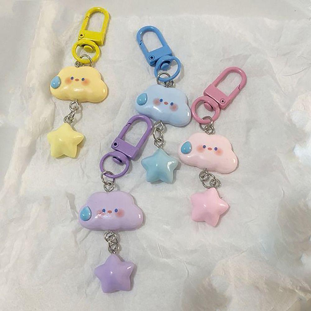 Francesco Móc Chìa Khóa resin Hình Đám Mây Ngôi Sao Đám Mây Hoạt Hình Ngôi Sao Đám Mây Cho Nữ