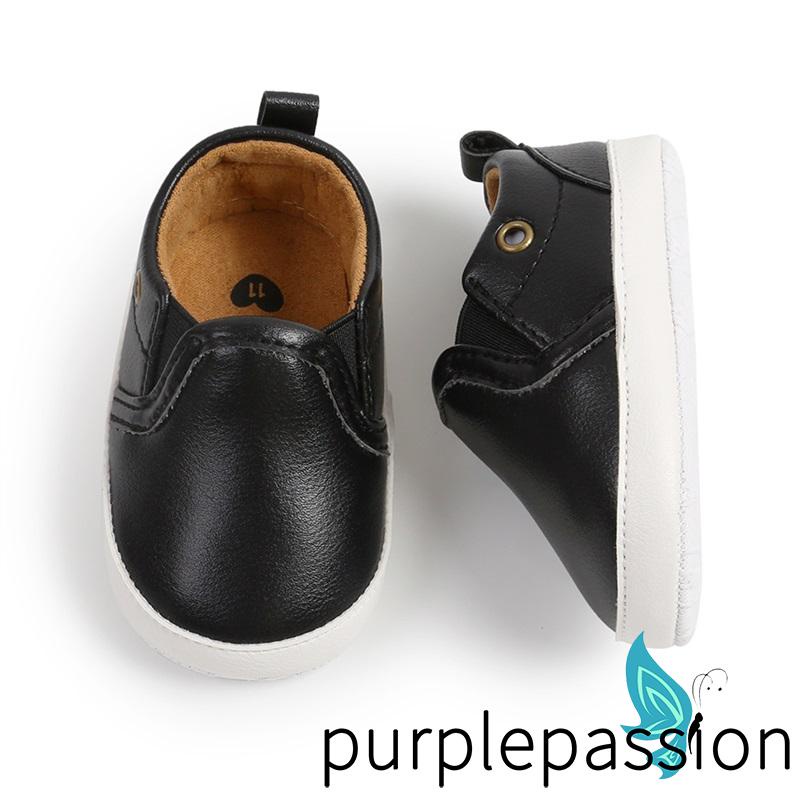 Giày Da pu Đế Bằng Chống Trượt Màu Trơn Thời Trang Đám Cưới Cho Bé