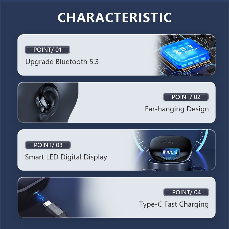 Tai Nghe bluetooth 5.3 Chống Nước Tiện Dụng Cho lenovo lp75 ipx5