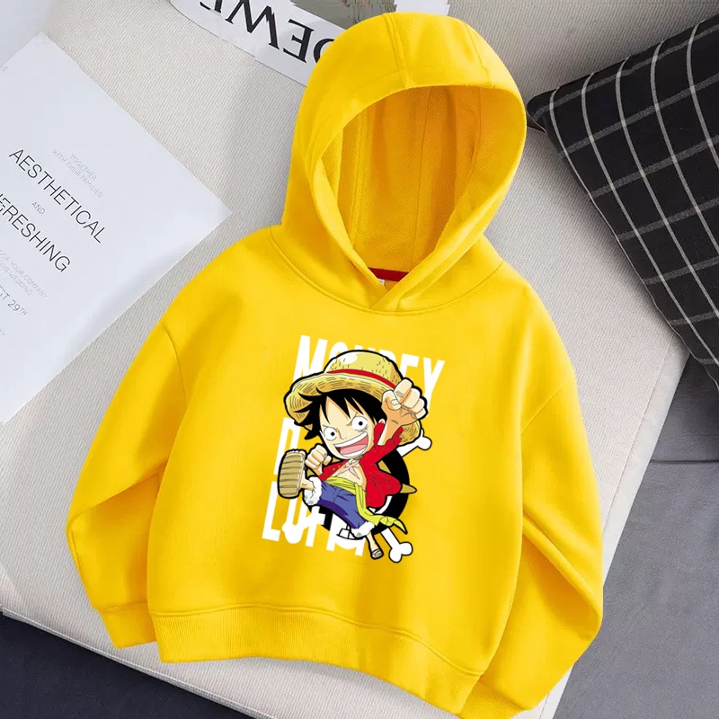 Lolocee Áo Khoác Hoodie Mùa Đông In Hình luffy anime Giản Dị Dành Cho Bé Trai