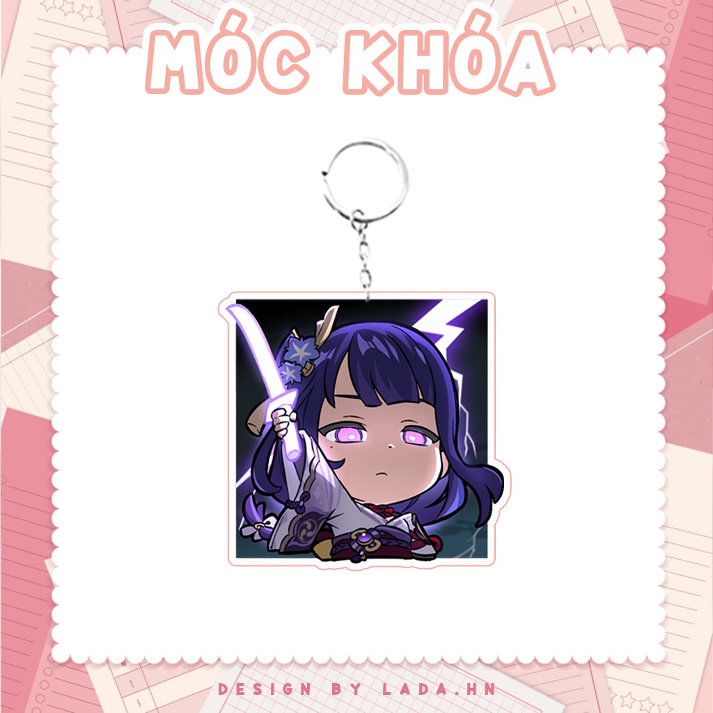 Móc khóa mô hình standee đứng để bàn Raiden Shogun Genshin Impact Lada anime đáng yêu chibi trang trí quà tặng