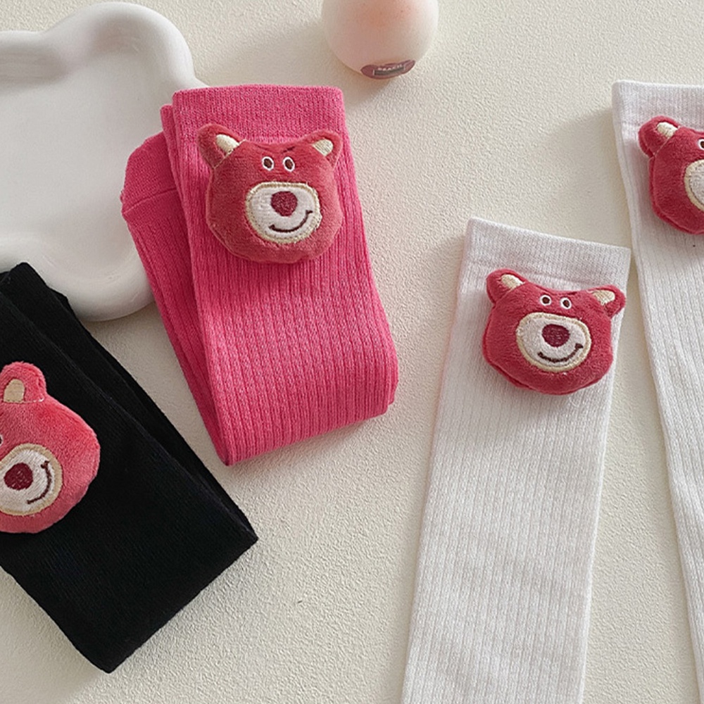 Vớ cotton Họa Tiết Gấu Và Dâu Tây Đáng Yêu Cho Bé
