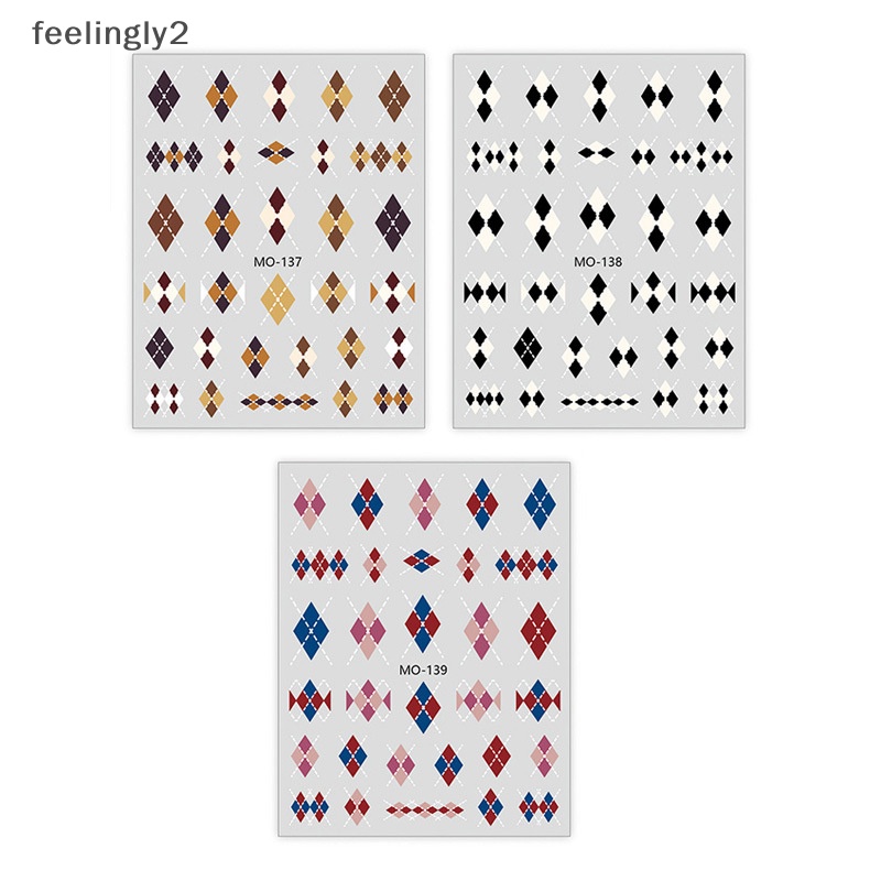 1 Tờ Nhãn Dán Trang Trí Móng Tay Tự Dính Họa Tiết Kẻ Ô 3d Màu Sắc caramel