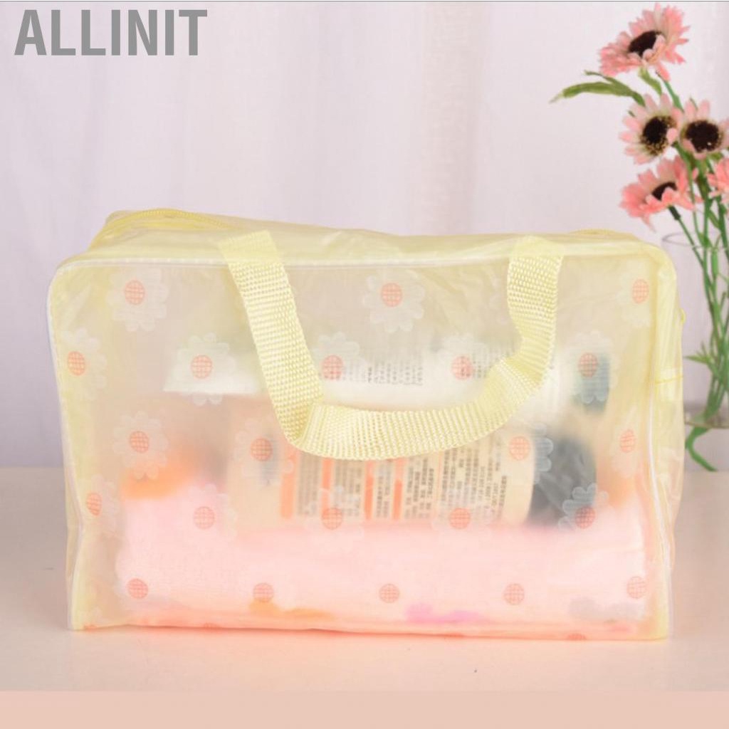 Allinit Cosmetic Bag PVC Transparent Zippered Toiletry Carry Pouch for Bath Supplies