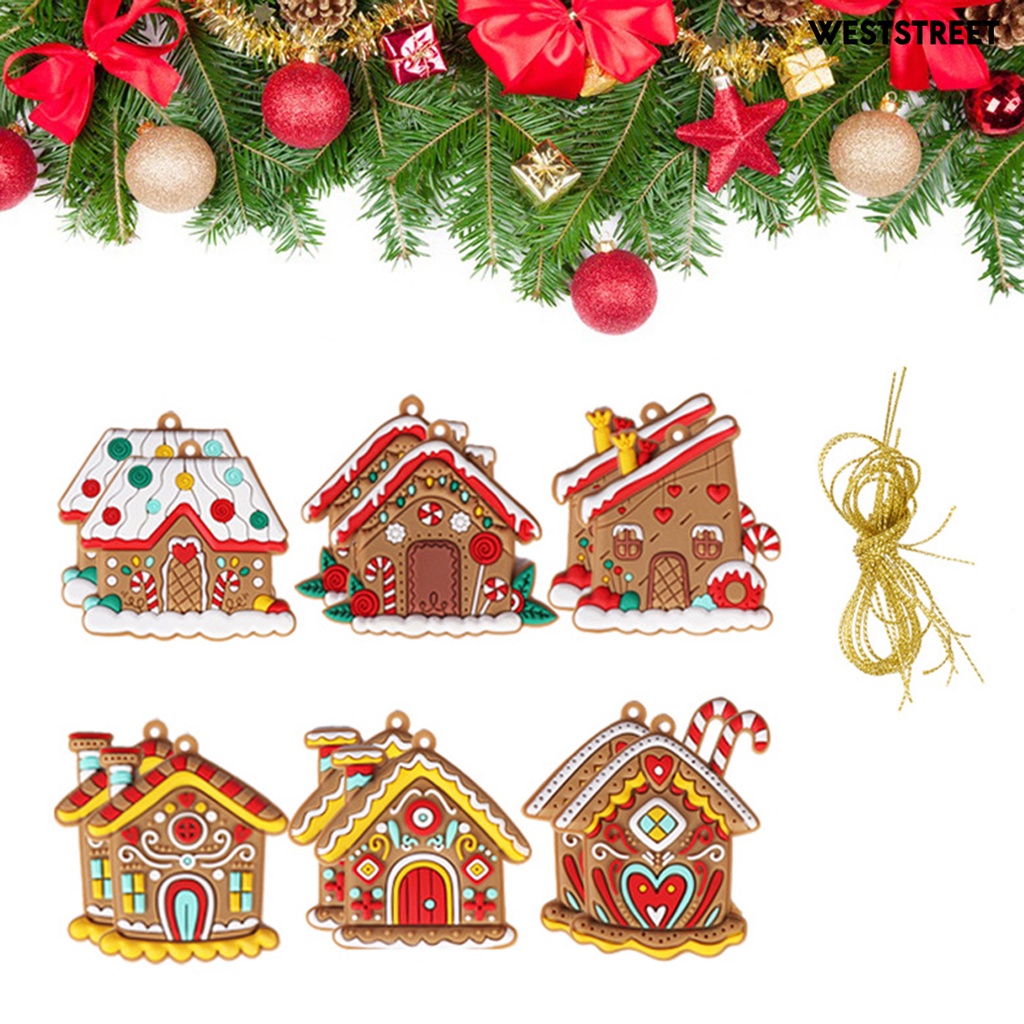 Bộ 12 Món Đồ Chơi Nhà Hàng gingerbread house Kèm Dây Treo Chống Phai Màu Cho Bé