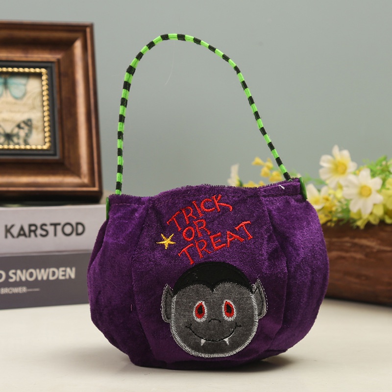 Túi Đựng Kẹo Hình Tròn Họa Tiết Ma Bí Ngô Trang Trí halloween Cho Bé