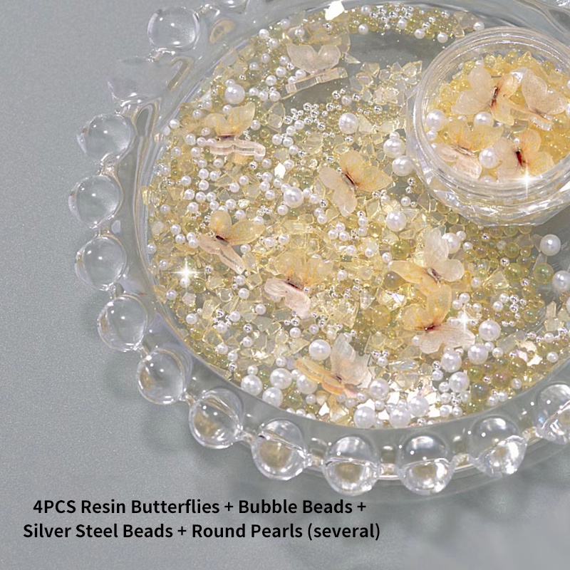 1 Hộp Hạt Kim Cương Giả Hình Tròn Họa Tiết Bướm Trang Trí Móng Tay diy