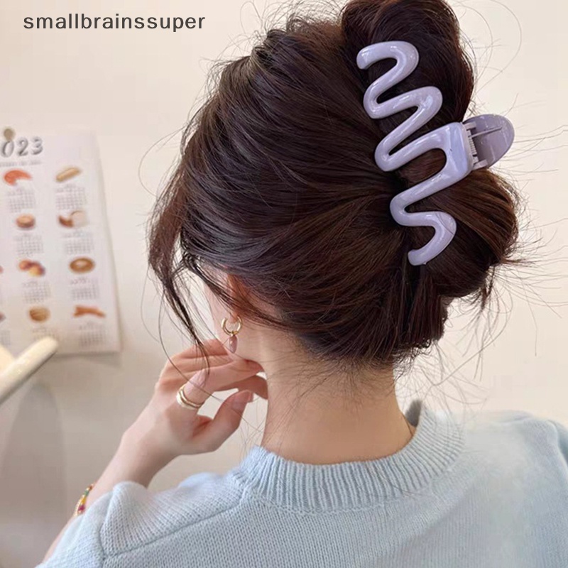 Smallbrainssuper Kẹp Tóc Đuôi Ngựa Dạng Lượn Sóng Màu Kem Thời Trang Cho Nữ sbs