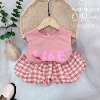 Bộ quần áo có chữ like 2 màu cho bé gái.