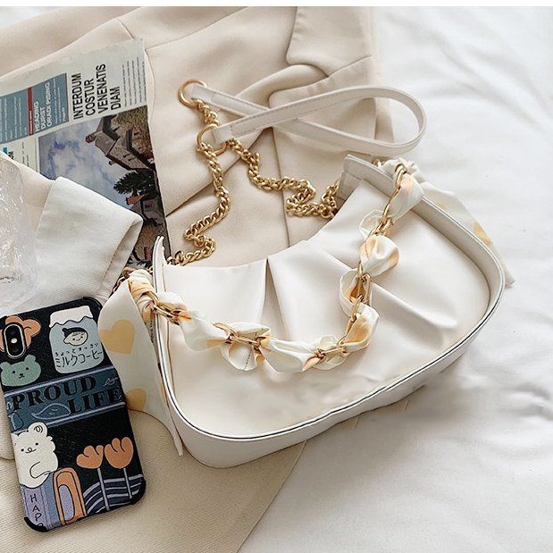 Túi Xách Đeo Vai Hình Đám Mây Cỡ Lớn Phối Dây Xích Thời Trang Hàn Quốc Cho Nữ