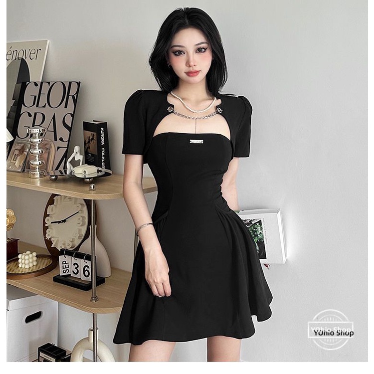 Plus Bộ Áo cardigan Ngắn Tay + Đầm Xinh Xắn Theo Phong Cách Mùa Hè Dành Cho Nữ