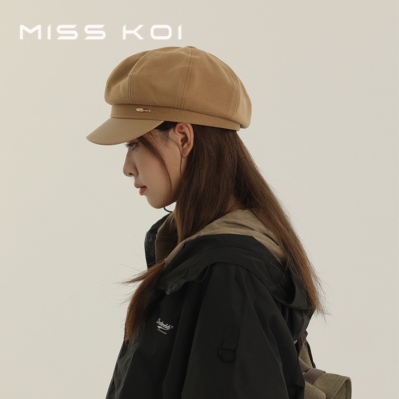 Misskoi  Mũ Nồi Da Màu Đen Phong Cách Nhật Bản Dễ Phối Đồ Cho Nữ