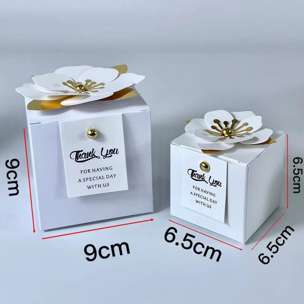 Zaijie Set 24 Hộp Đựng Kẹo Cưới / Quà Kỷ Niệm Hình Vuông Họa Tiết Hoa Tinh Tế