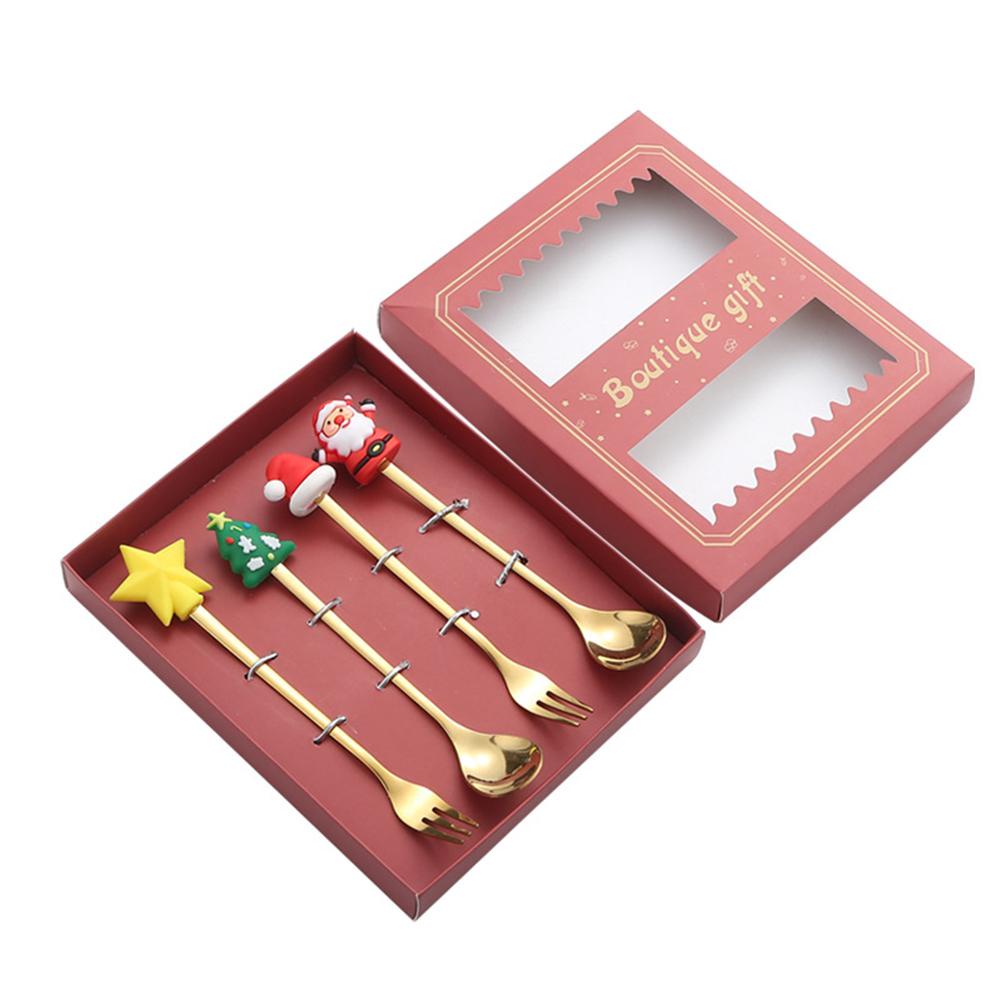 Bộ Muỗng Nĩa Trang Trí Hình Cây Thông Noel l6j9
