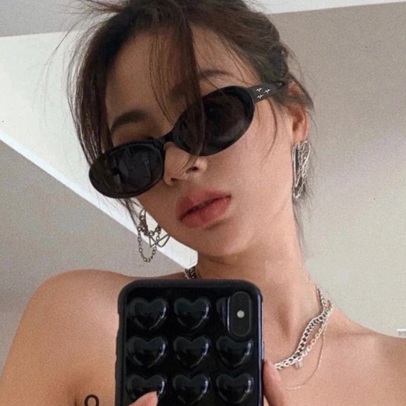 Kính Mát Gọng oval Phong Cách vintage Sang Trọng Cho Nữ