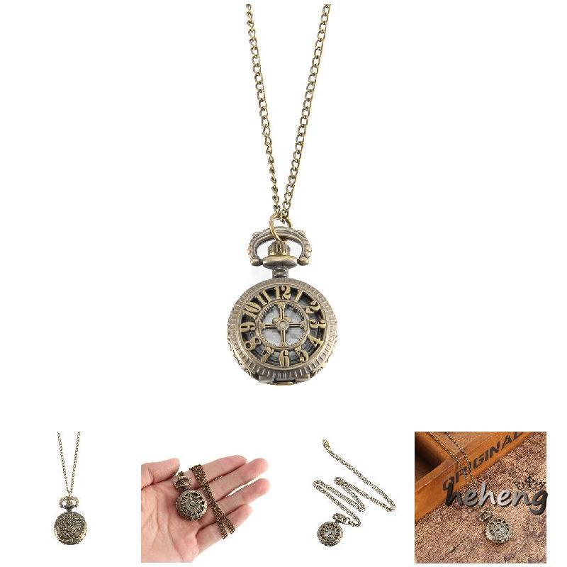 Đồng Hồ Bỏ Túi Dây Xích Mặt Số Rỗng Màu Đồng Phong Cách vintage Cho Nữ