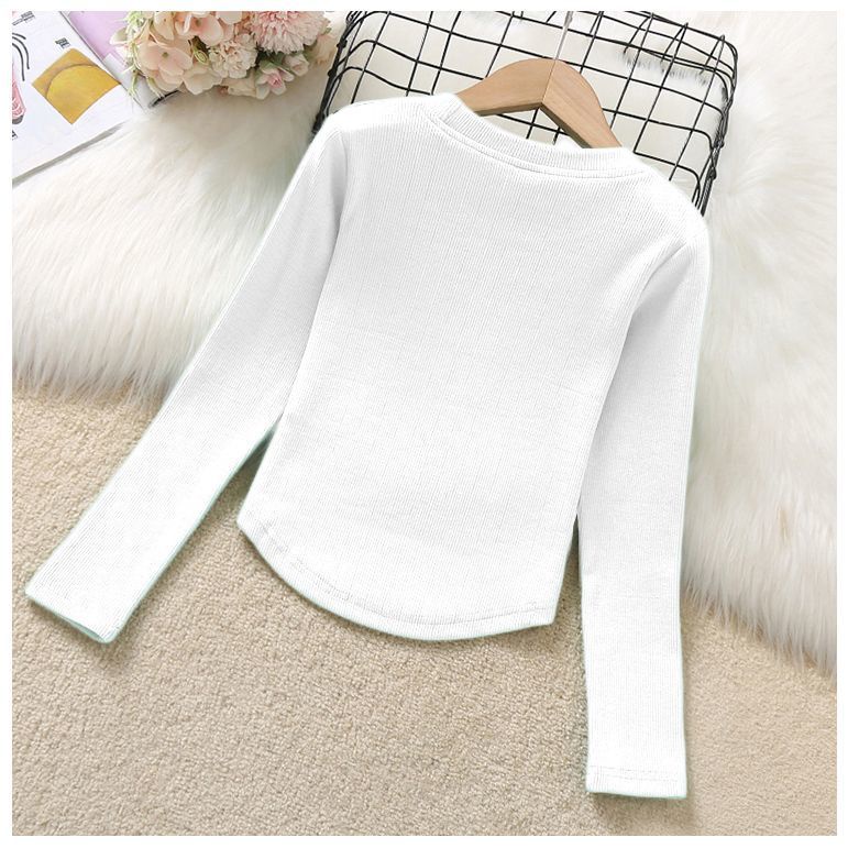 Áo Thun Tay Dài Phong Cách Hàn Quốc Thời Trang Xuân Thu Xinh Xắn Cho Bé Gái